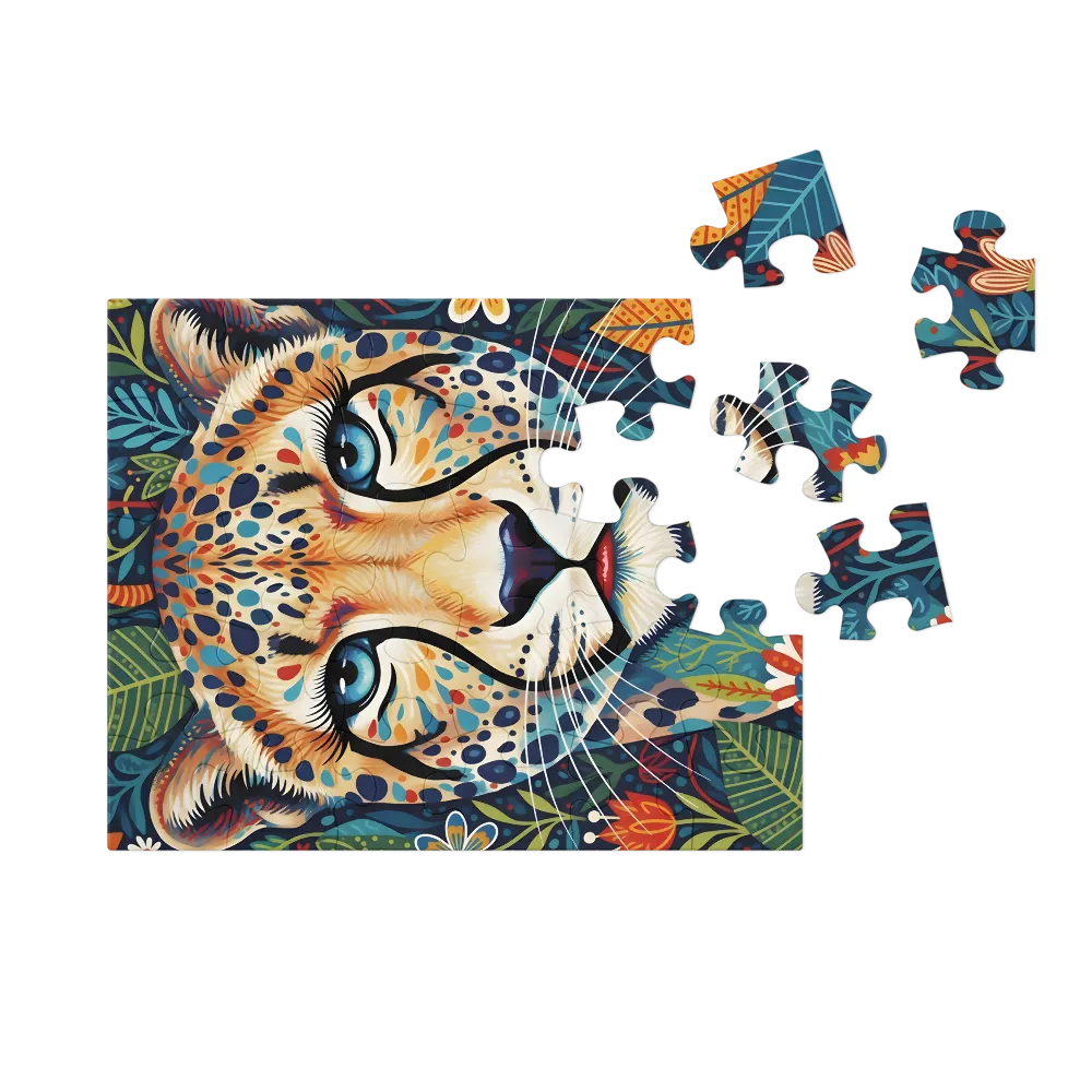 Cheetah in Bloom 
 Jigsaw Puzzle in Tin Box