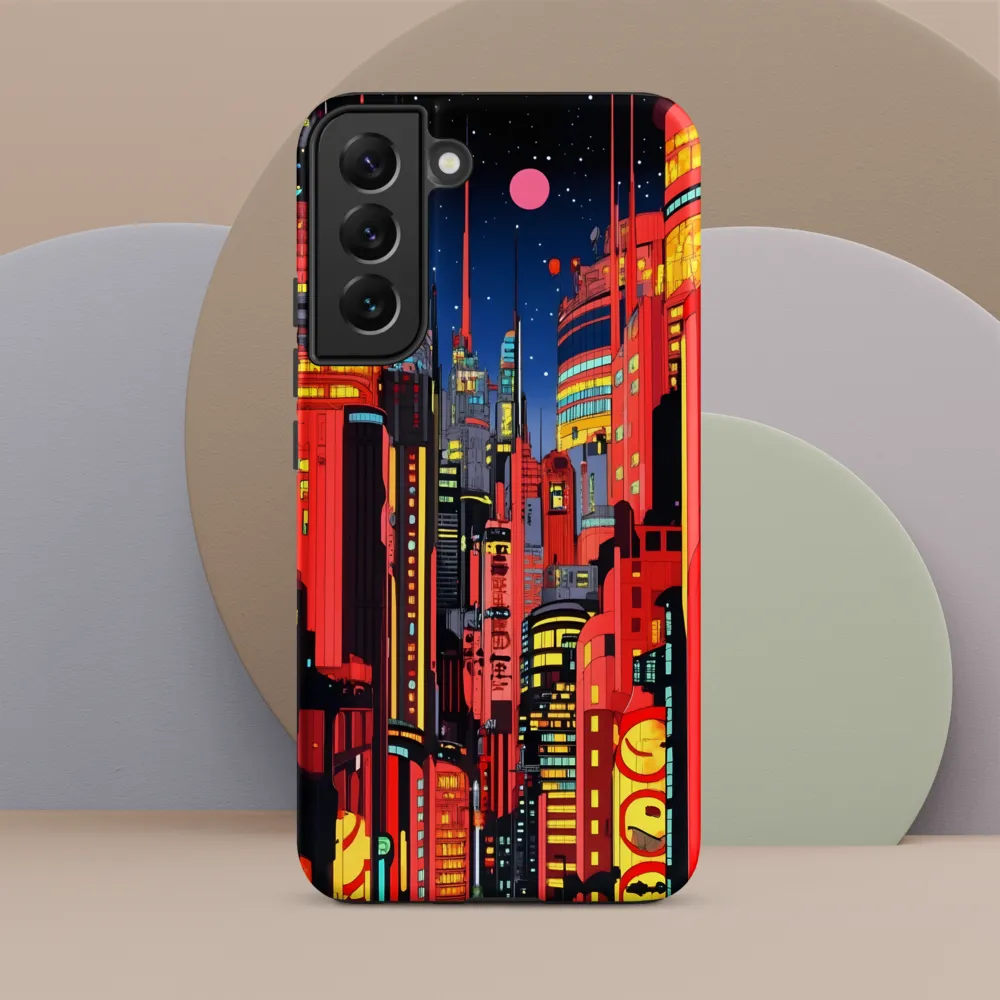 Neon Dreams: A Cyberpunk Cityscape | Phone Case |  S22 Plus | Tough Case | Matte