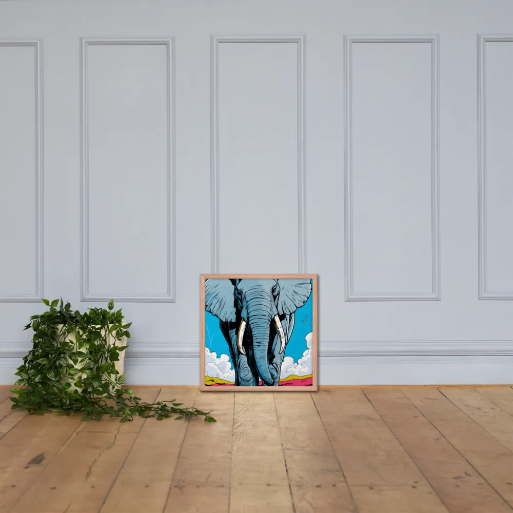 Majestic Presence: The Elephant | Poster with Red oak Frame | 18″×18″