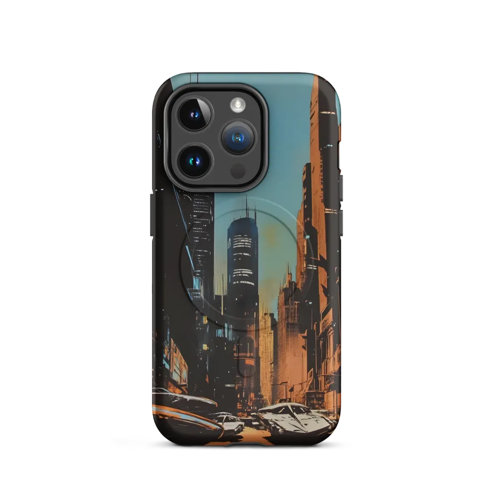 Futuristic Cityscape in Blue and Orange