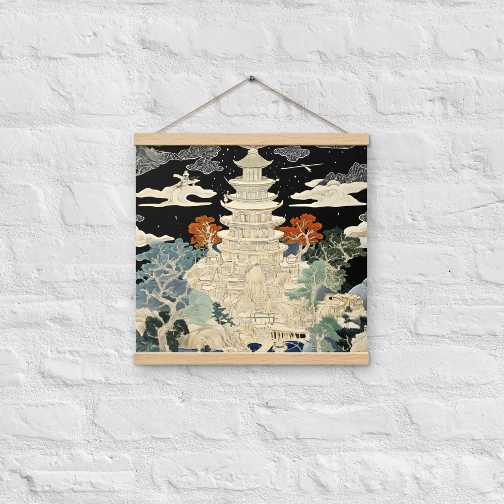 Whispers of the Pagoda | Poster With Oak Wood Hanger | 16″×16″
