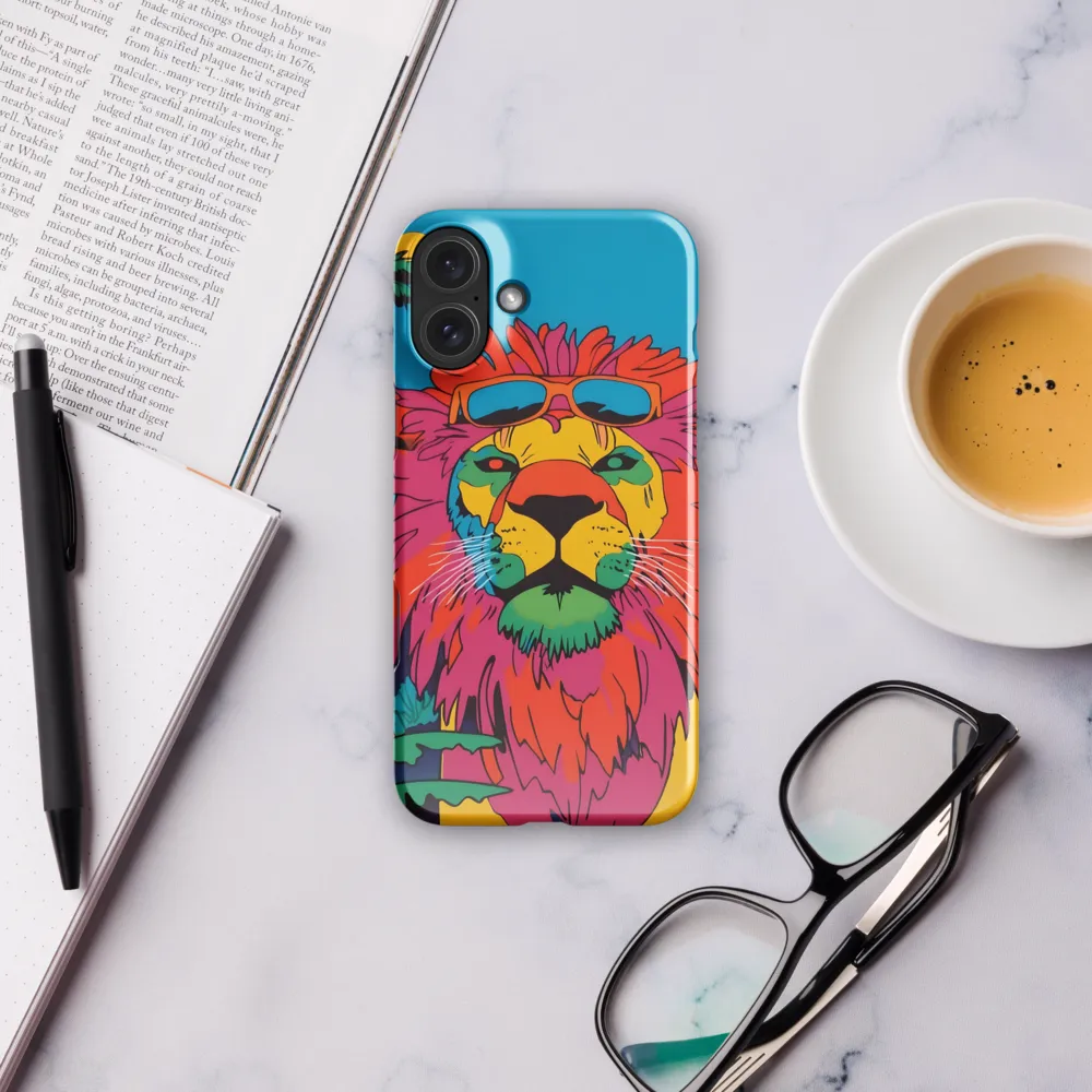 Lion with Sunglasses: A Vibrant Tropical Portrait | Phone Case |  16 Plus | Snap Case | Glossy