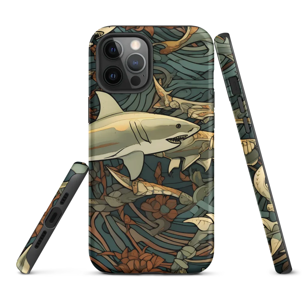 Dynamic Harmony of Sharks and Flora | Phone Case |  12 Pro Max | Tough Case | Matte