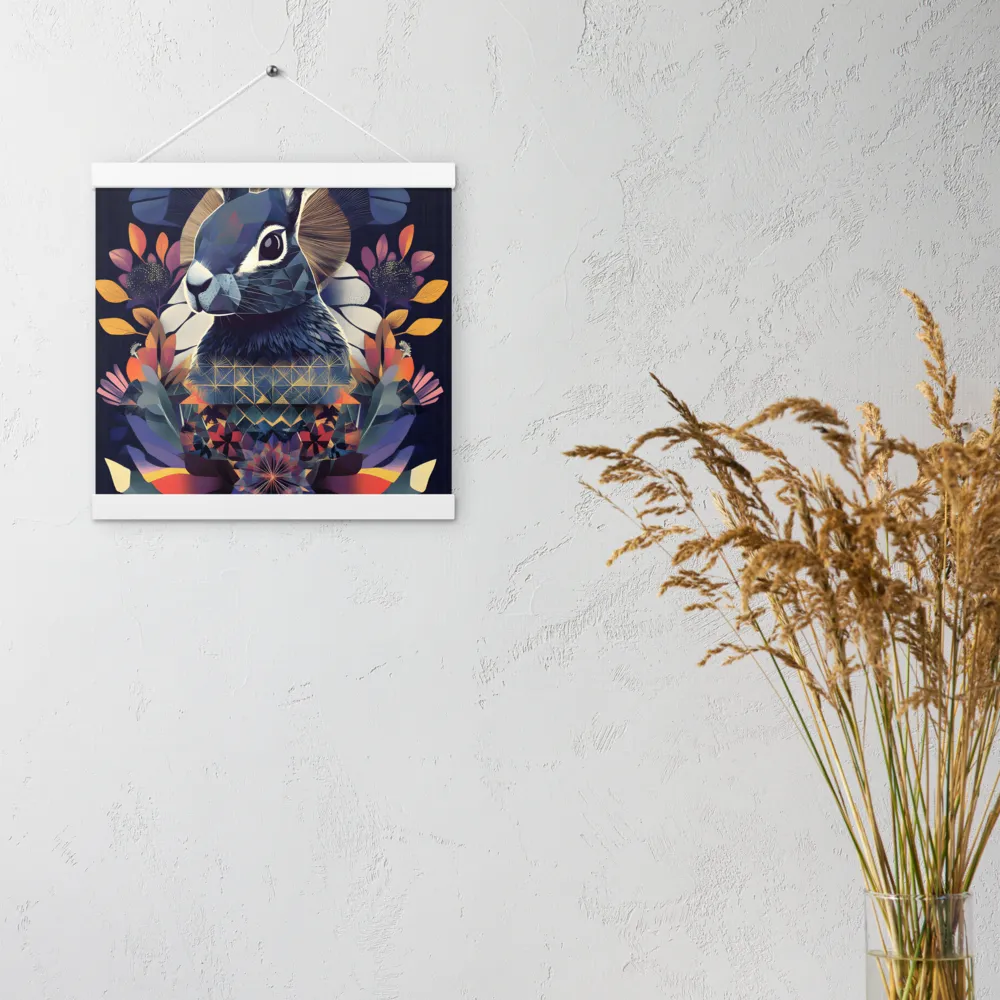 Ethereal Bunny: A Geometric Wonderland | Poster With White Wood Hanger | 12″×12″