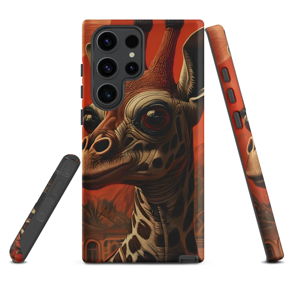 Whimsical Giraffe in an Orange Dreamscape