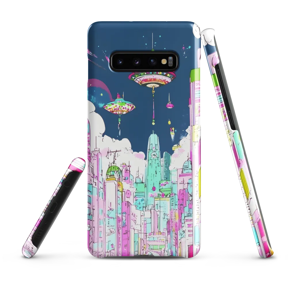 Futuristic Cityscape with Floating Structures | Phone Case |  S10 Plus | Snap Case | Glossy