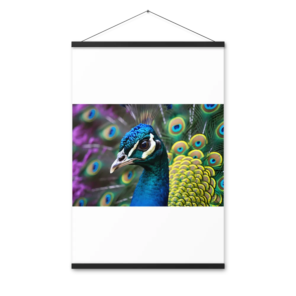 Regal Plumage: The Peacock's Splendor | Poster With Black Wood Hanger | 24″×36″
