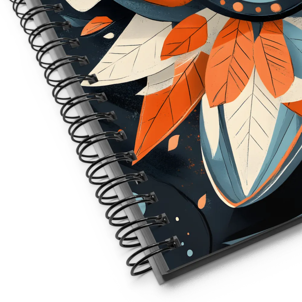 Floral Symphony in Orange and Teal | Spiral Notebook