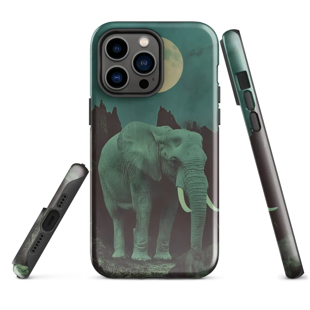 Ethereal Presence: Elephant Under a Full Moon | Phone Case |  14 Pro Max | Tough Case | Glossy