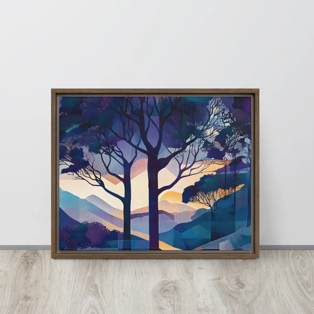 Tranquil Geometry: A Journey Through Color | Canvas with Brown Frame | 16″×20″