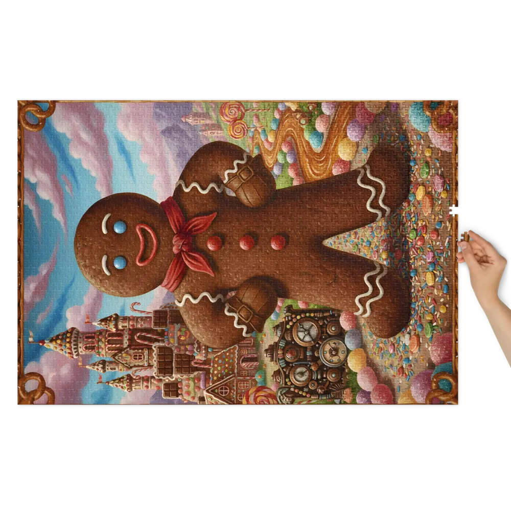 Gingerbread Man's Sweet Kingdom 
 Jigsaw Puzzle in Tin Box