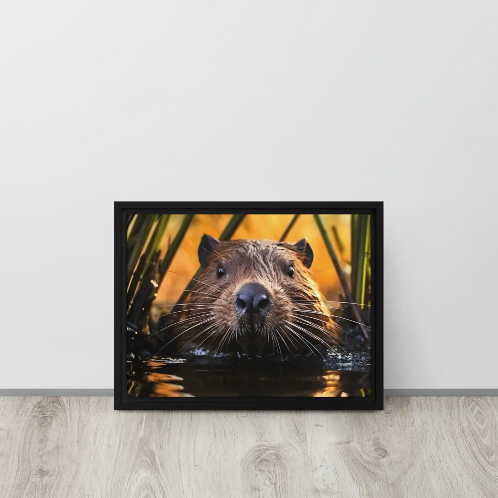 Beaver Serenity: A Natural Portrait | Canvas with Black Frame | 12″×16″