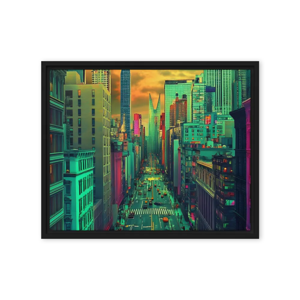 Urban Surrealism: Neon Dreams | Canvas with Black Frame | 16″×20″