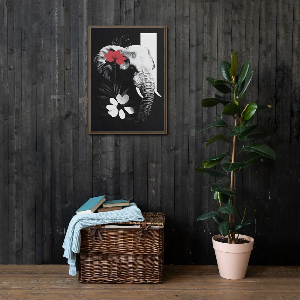 Elephant Harmony | Canvas with Brown Frame | 20″×28″