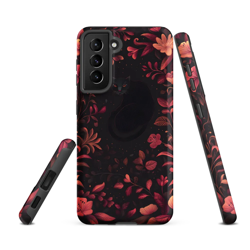 Nocturne in Coral: The Watchful Cat