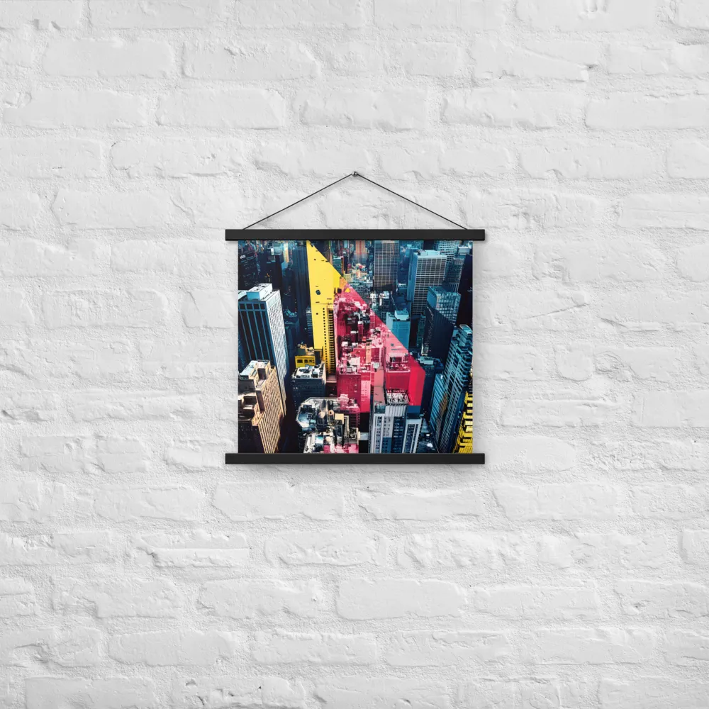 Dynamic Urban Symphony | Poster With Black Wood Hanger | 18″×18″