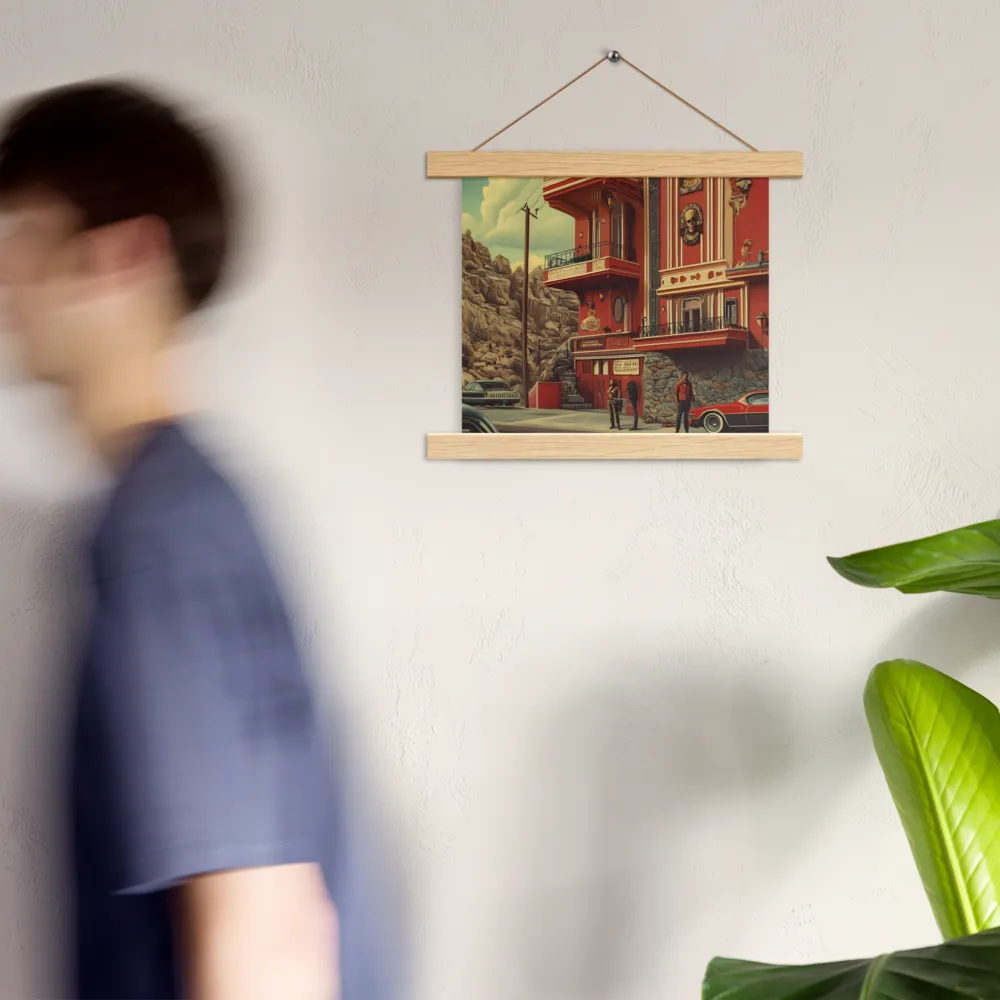 Retro Urban Dreamscape | Poster With Oak Wood Hanger | 10″×10″