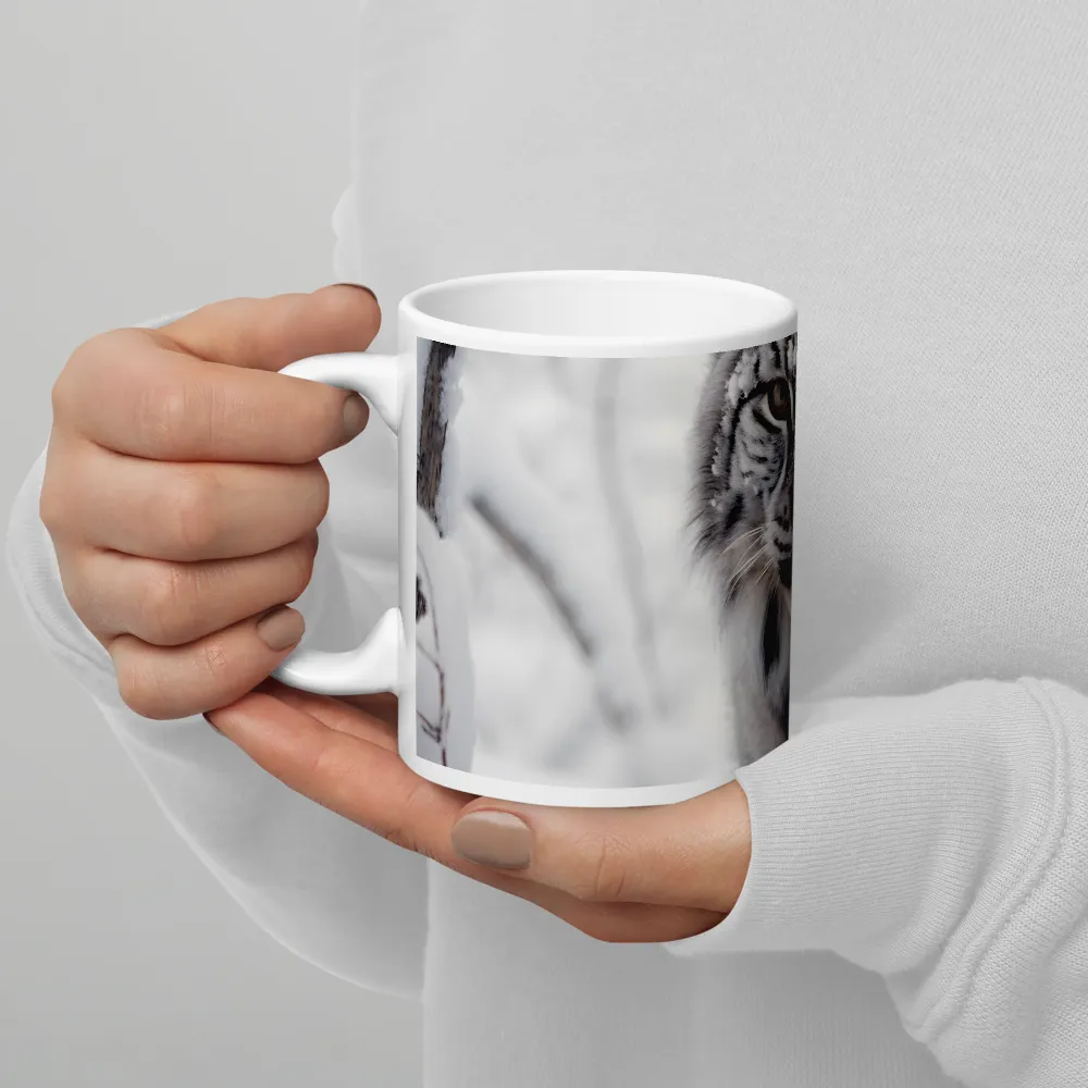 Whispers of Winter: The Lynx in Snow | Mug with White inside | 11 oz