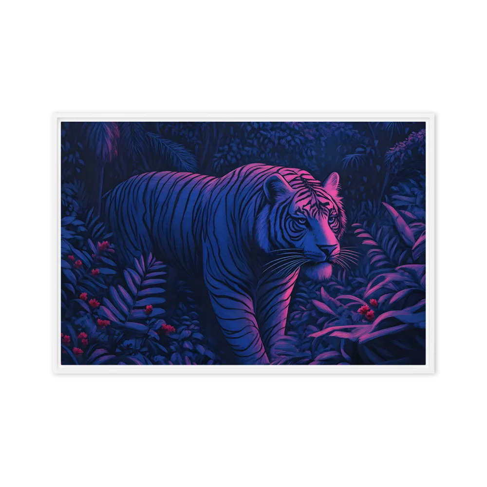 Mystic Prowler: The White Tiger in the Jungle | Canvas with White Frame | 20″×30″