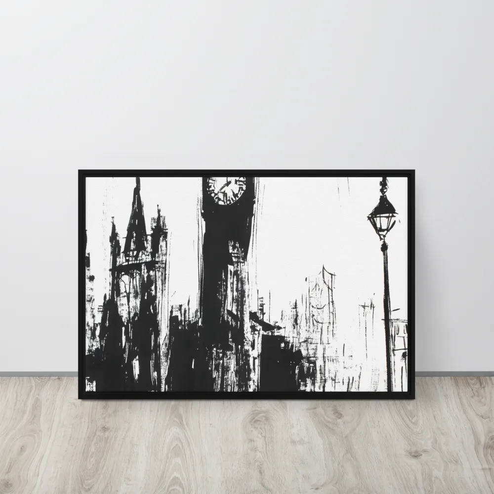 Clock Tower in Motion | Canvas with Black Frame | 20″×30″