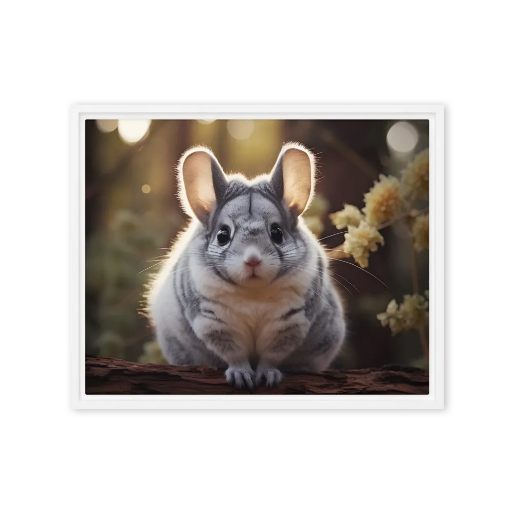 Curious Chinchilla in the Forest | Canvas with White Frame | 16″×20″