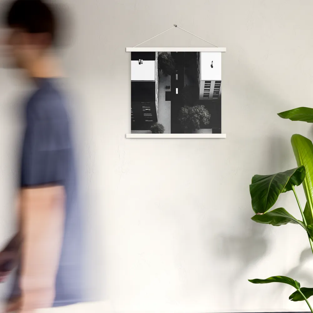 Urban Serenity from Above | Poster With White Wood Hanger | 18″×18″