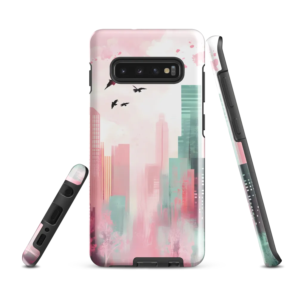 Dreamy Cityscape in Pink and Cyan | Phone Case |  S10 Plus | Tough Case | Glossy