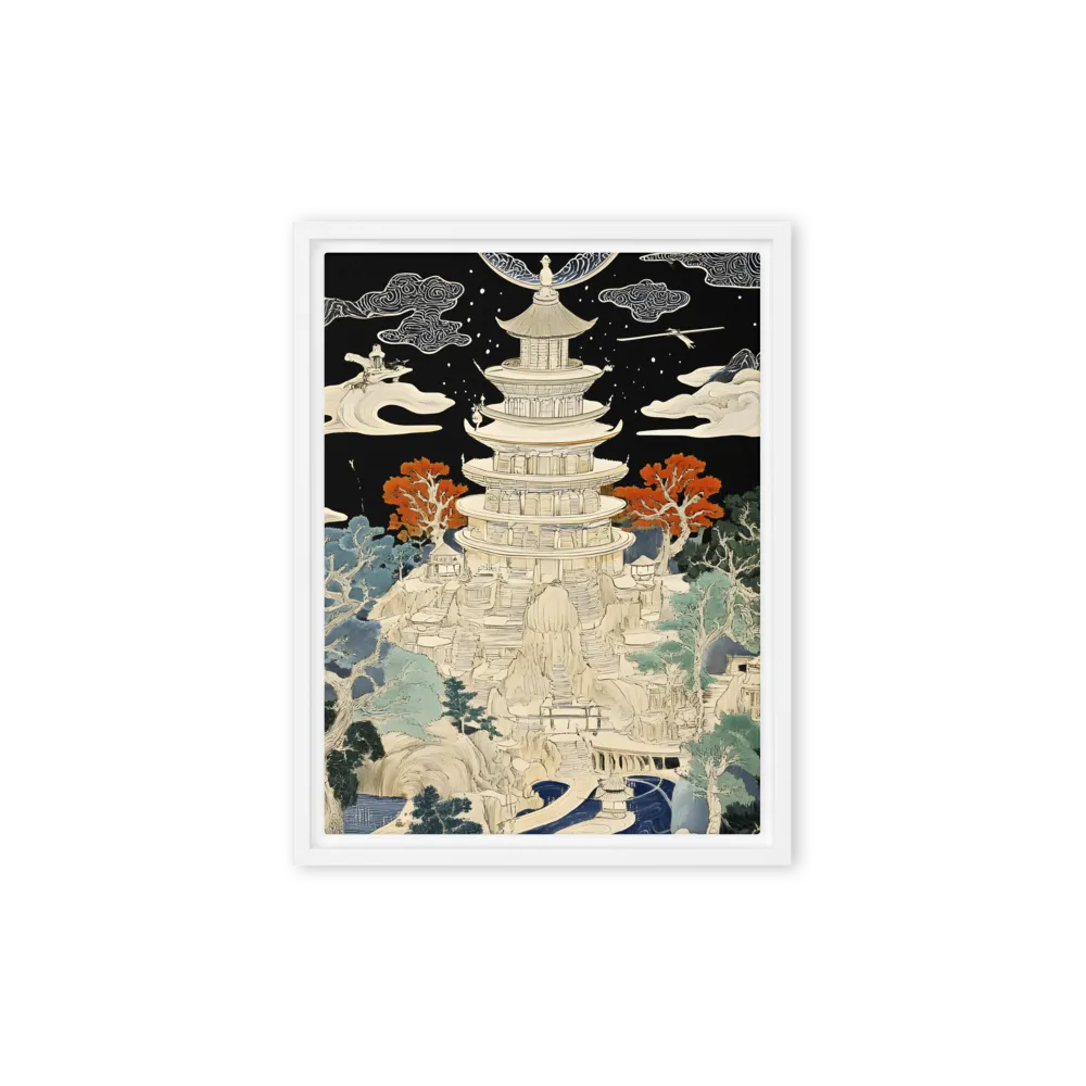 Whispers of the Pagoda | Canvas with White Frame | 9″×12″