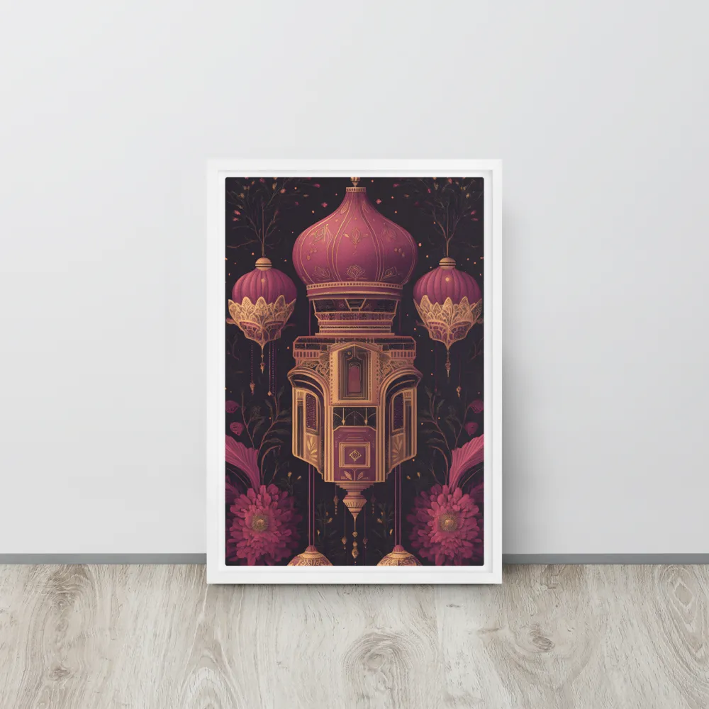 Ornate Harmony: A Digital Floral Architecture | Canvas with White Frame | 12″×18″