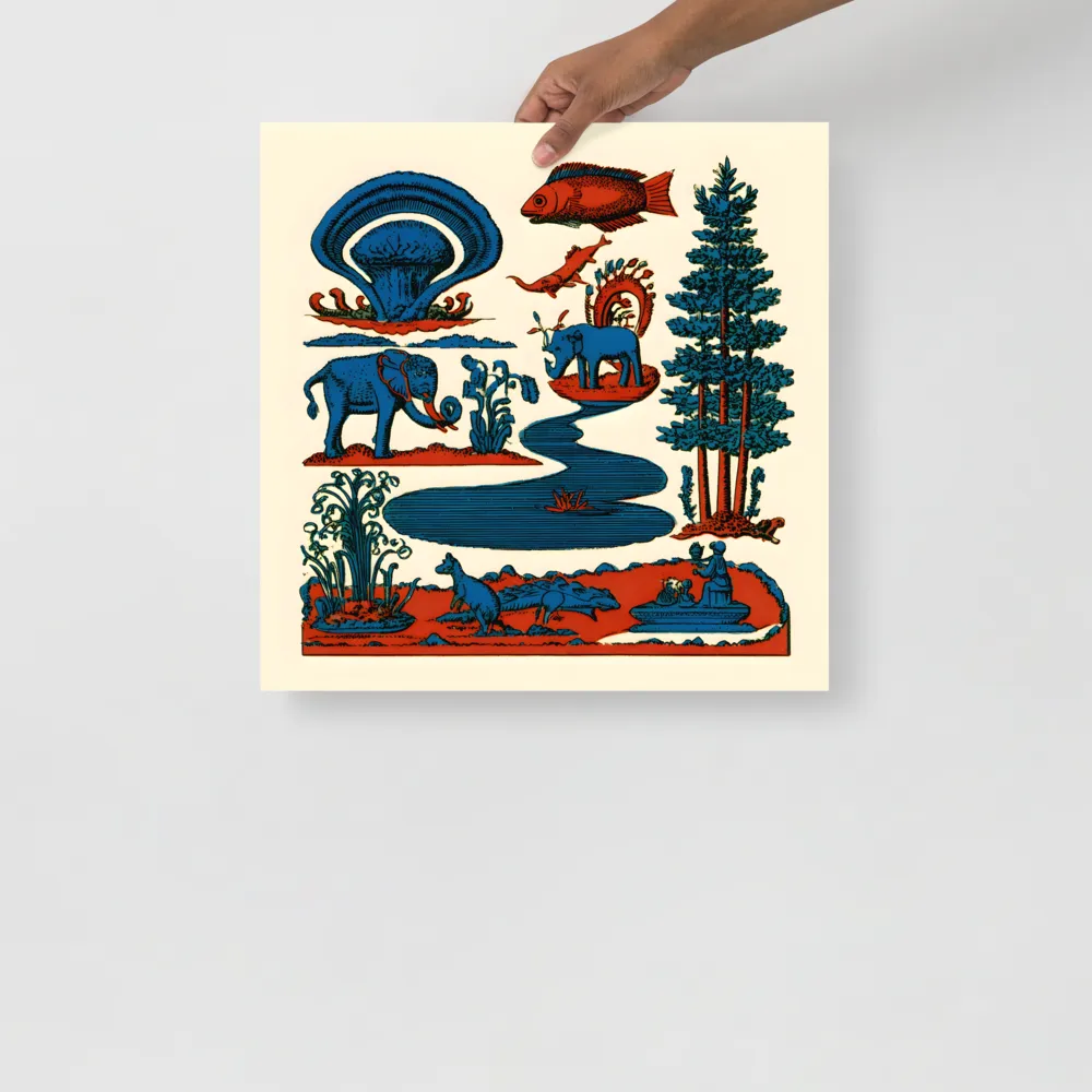 Pondside Elephants 
 Poster | 18″x 18″