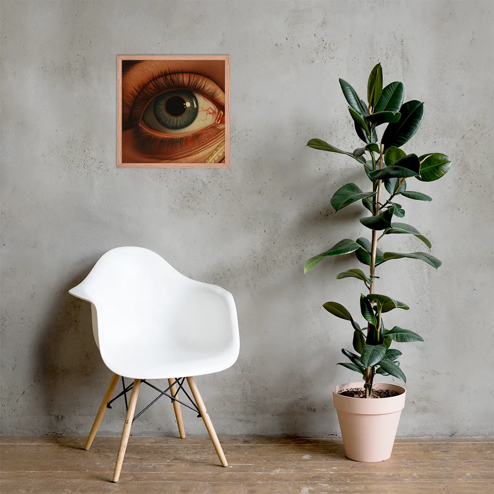 The Gaze of Anatomy | Poster with Red oak Frame | 18″×18″