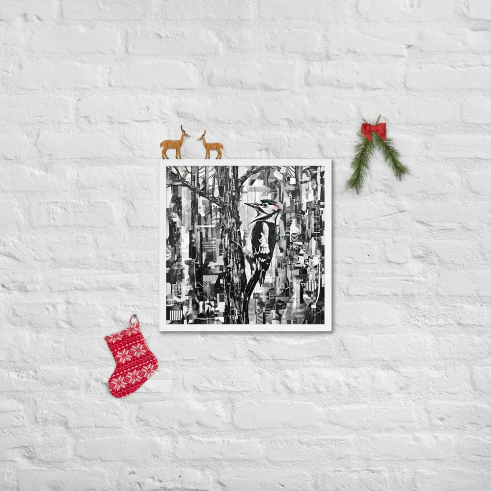 Woodpecker Collage 
 Poster with White Frame | 18″x 18″