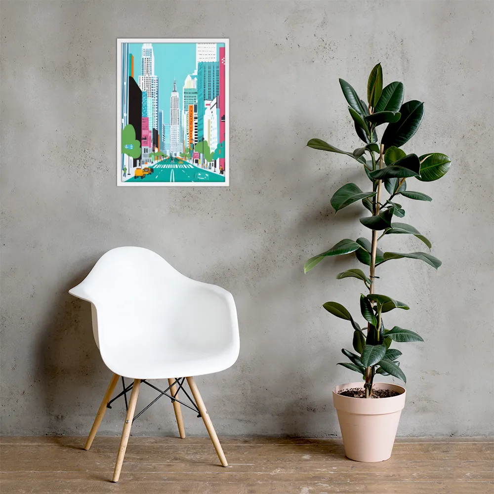 Urban Symphony: A Modern Cityscape | Poster with White Frame | 18″×24″