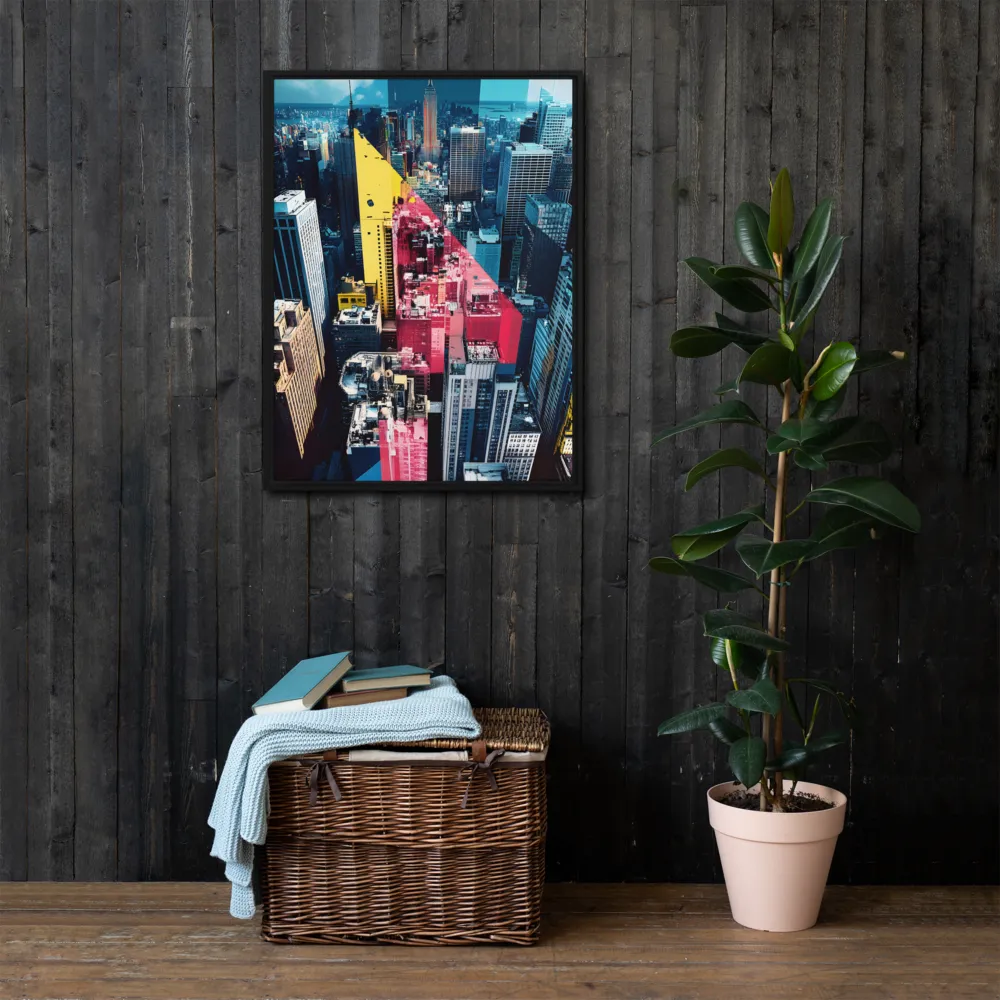 Dynamic Urban Symphony | Canvas with Black Frame | 24″×32″
