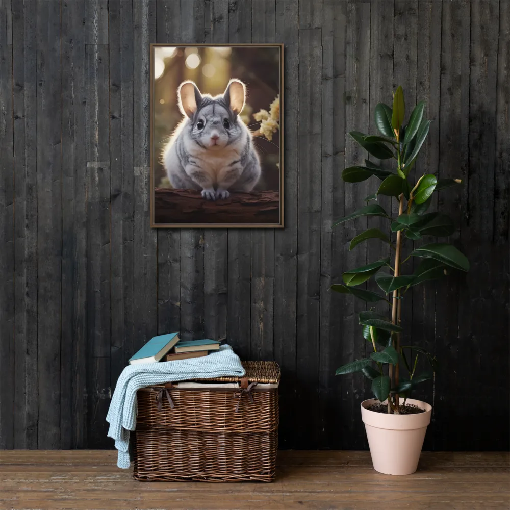 Curious Chinchilla in the Forest | Canvas with Brown Frame | 20″×28″