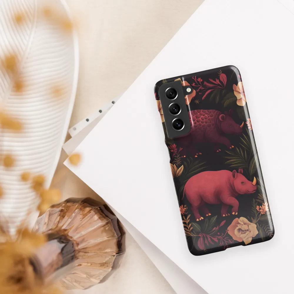 Rhinos in Floral Embrace