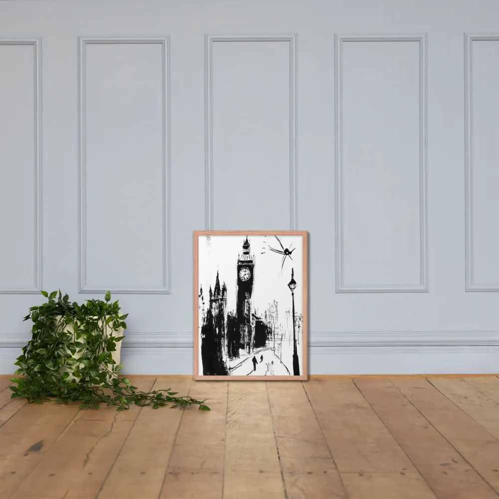 Clock Tower in Motion | Poster with Red oak Frame | 18″×24″