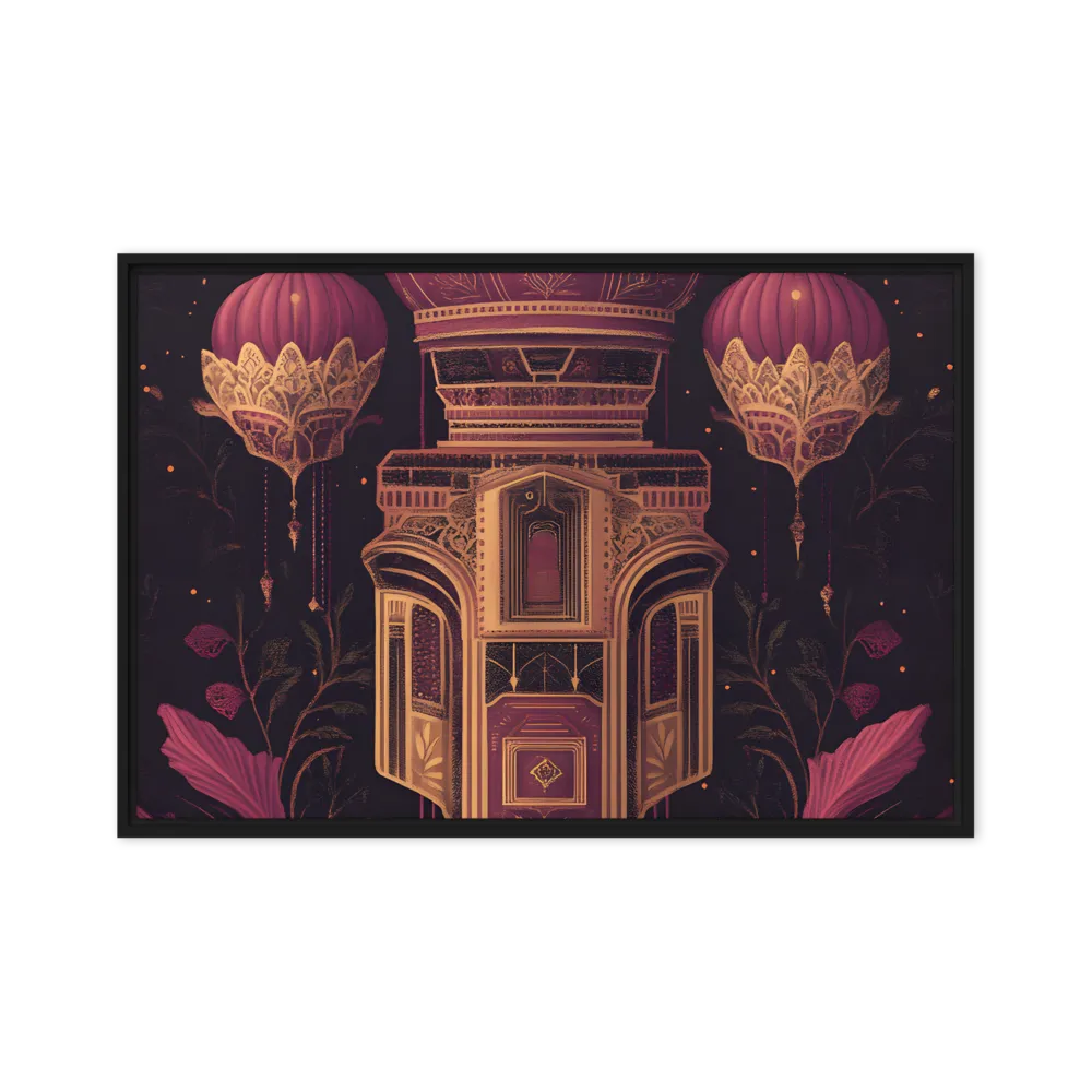 Ornate Harmony: A Digital Floral Architecture | Canvas with Black Frame | 24″×36″