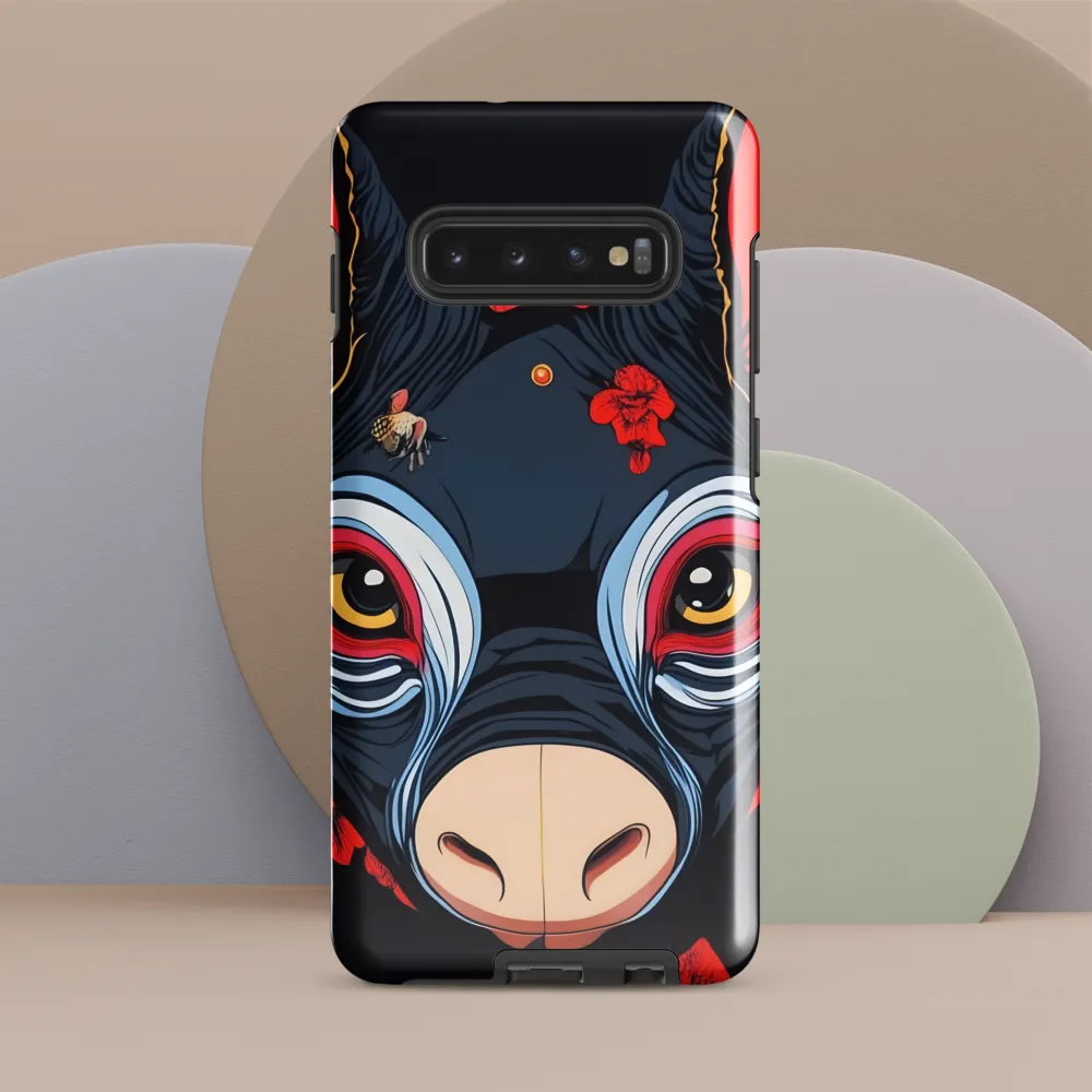 Mystical Bull with Floral Motifs | Phone Case |  S10 Plus | Tough Case | Glossy