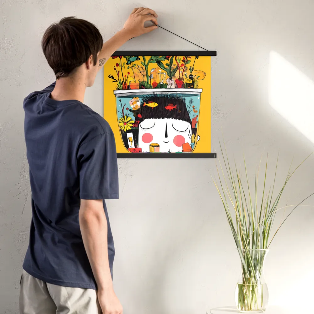 Whimsical Garden Head | Poster With Black Wood Hanger | 18″×18″