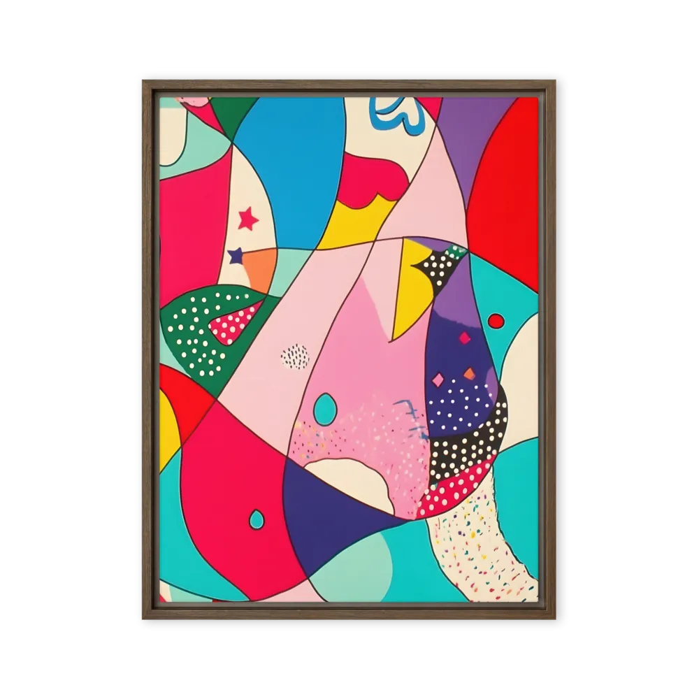 Playful Geometry in Color | Canvas with Brown Frame | 24″×32″