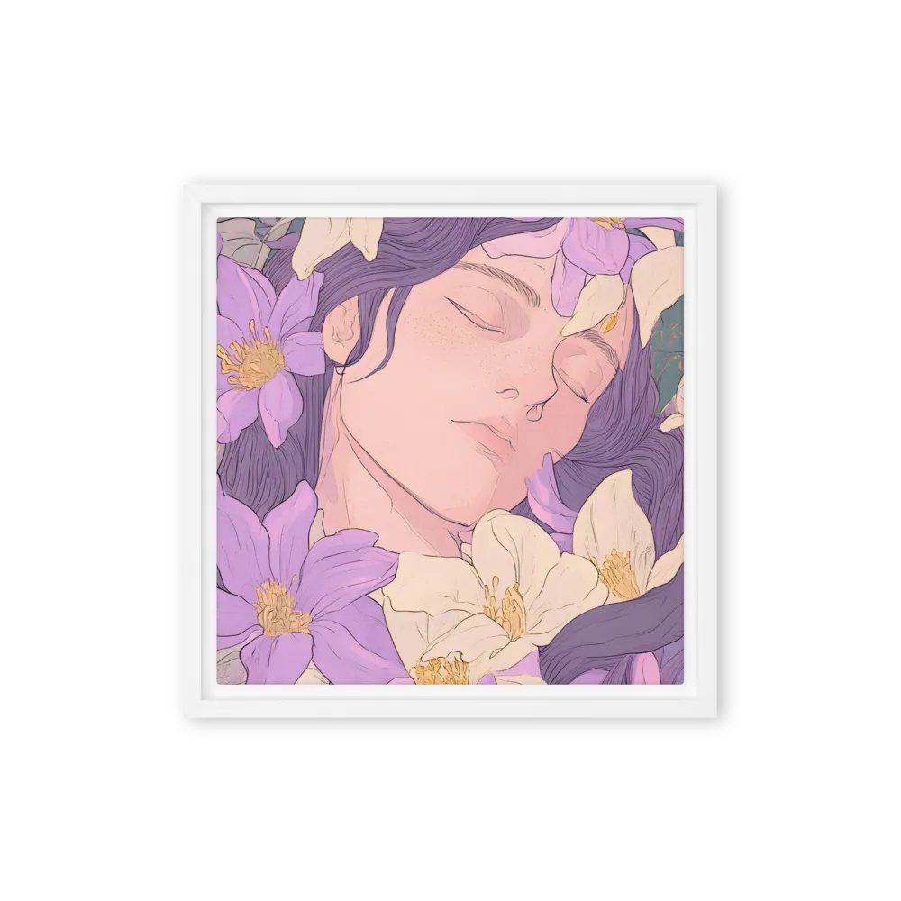 Harmony in Bloom | Canvas with White Frame | 12″×12″