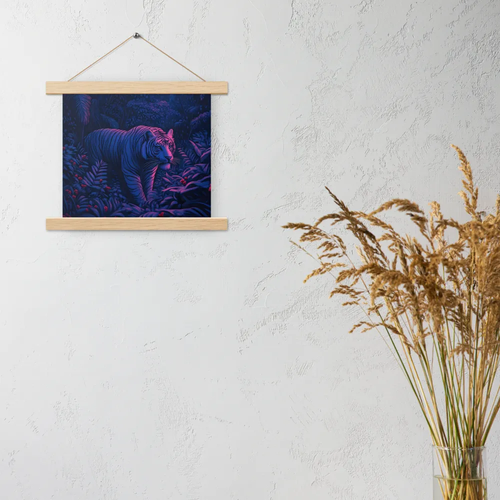 Mystic Prowler: The White Tiger in the Jungle | Poster With Oak Wood Hanger | 10″×10″