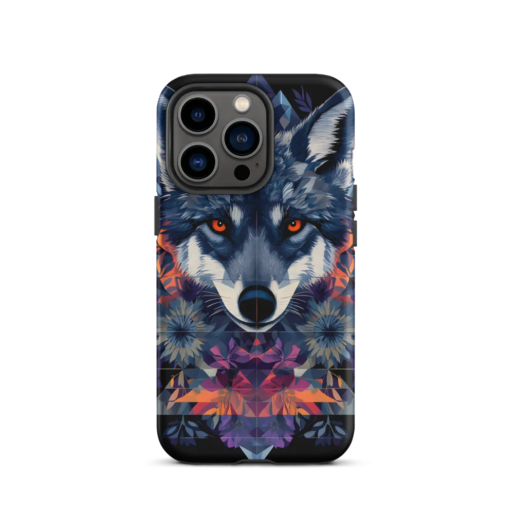 Mystical Wolf Amidst Floral Geometry