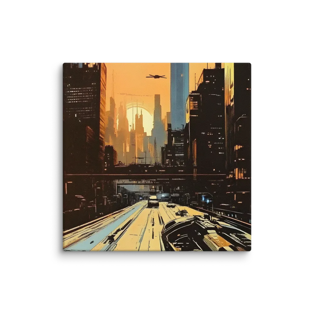Metro Nexus: A Futuristic Cityscape | Canvas | 16″×16″