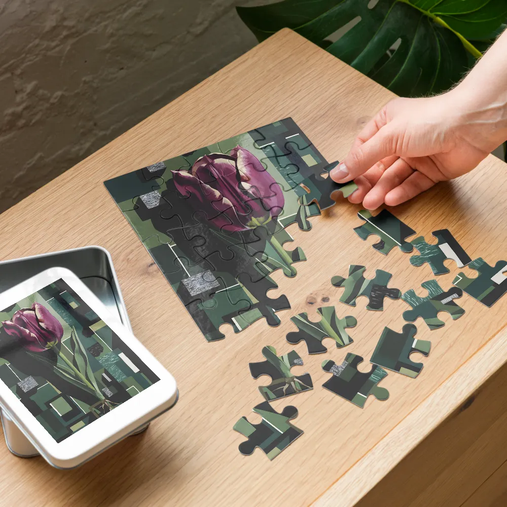 Geometric Tulip 
 Jigsaw Puzzle in Tin Box