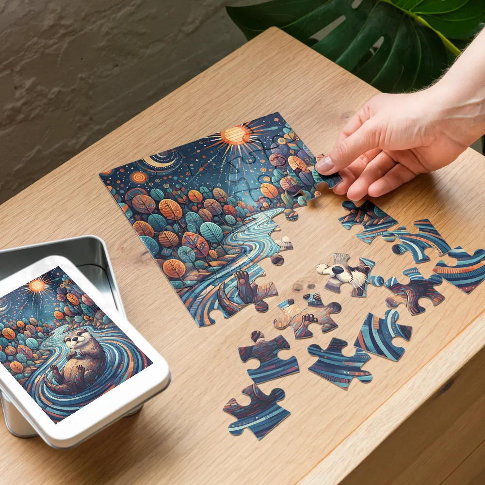 River Otter Reverie 
 Jigsaw Puzzle in Tin Box
