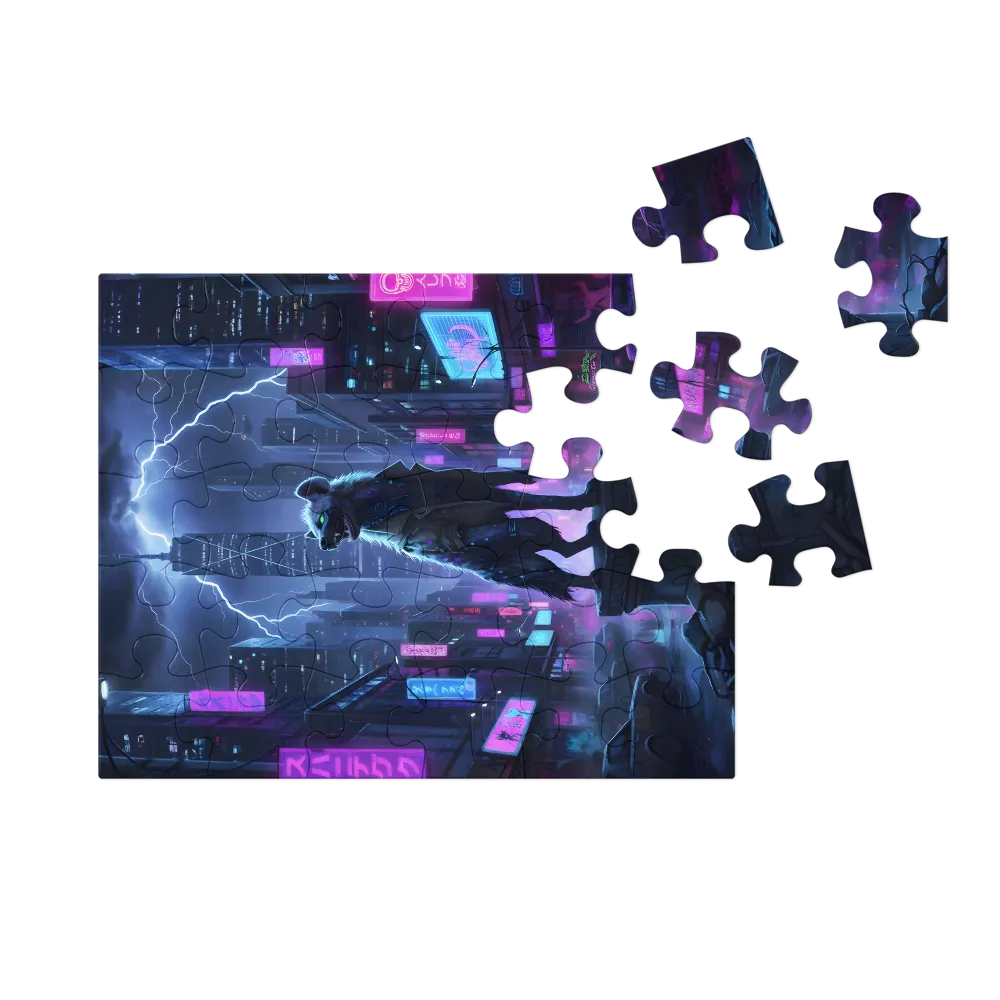 Neon Hyena Sentinel 
 Jigsaw Puzzle in Tin Box