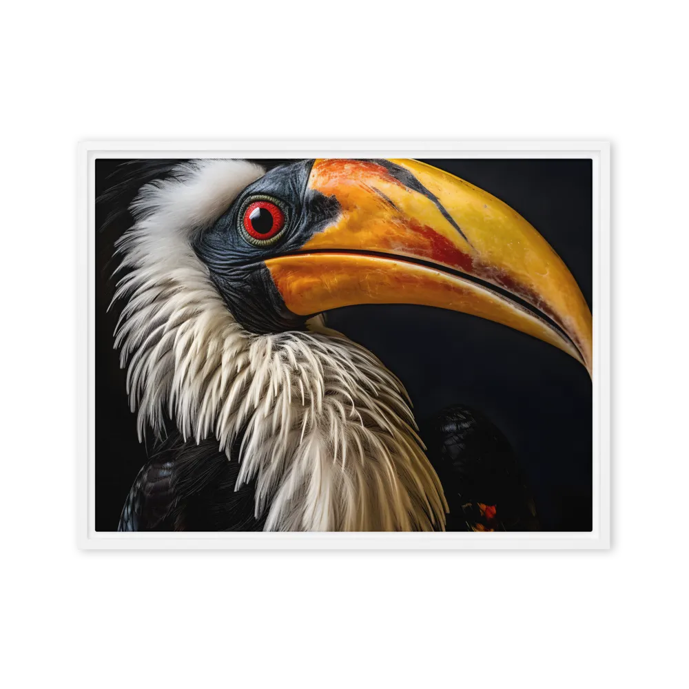 Majestic Hornbill Portrait | Canvas with White Frame | 18″×24″