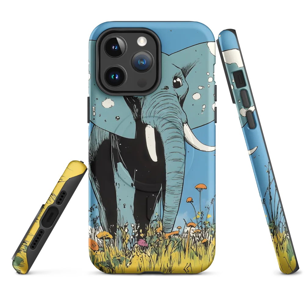 Whimsical Blue Elephant in Bloom